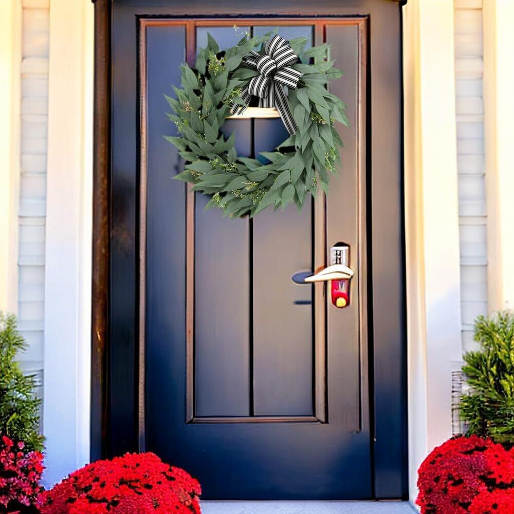 8086 Artificial Wreath, 23" Artificial Wreath for Front Door, Spring Green - Picture 5 of 8